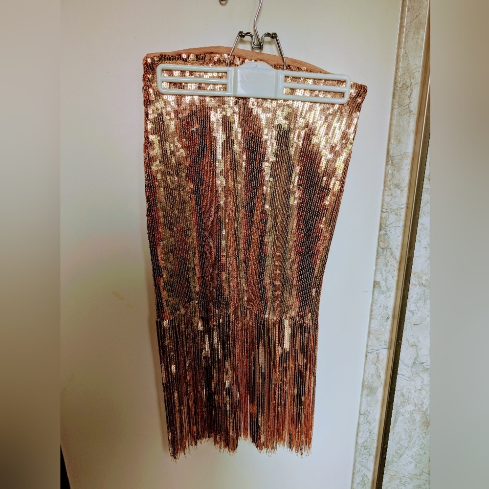 Vici Gold Sequin Pencil Midi Skirt